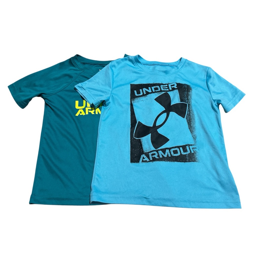 Two Under Armour Kids' Short Sleeve Graphic Tees - Teal & Light Blue